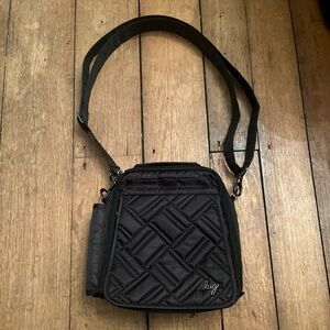 Lug Happer Black Quilted Polyester Crossbody Women's Purse